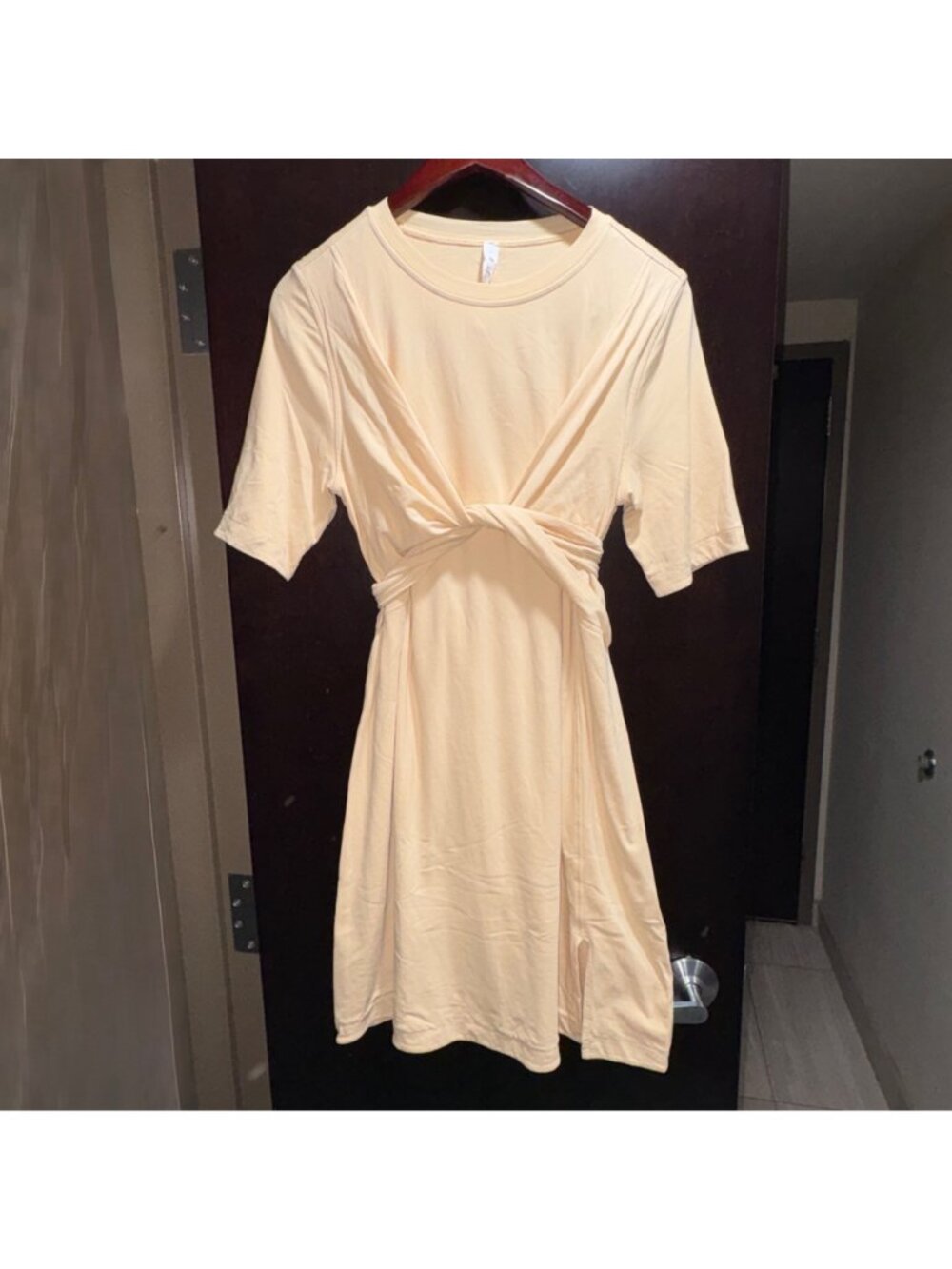 Lululemon Cotton Wrap-Front T-Shirt Flare Dress Prosecco Pima Cotton Stretch 8 - Picture 2 of 13